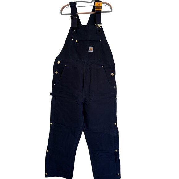 Carhartt Mens Insulated Bib Overalls Loose Fit Firm Duck Navy M Short OR4393M - Picture 1 of 11